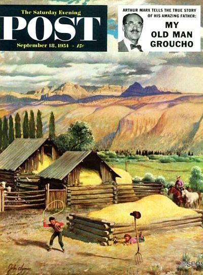 September 18, 1954, Saturday Evening Post, John Clymer cover, “Lasso Practice.”