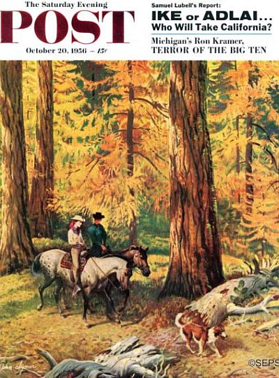 October 20, 1956, Saturday Evening Post, John Clymer’s “Fall Horseback Ride.” Click for copy.