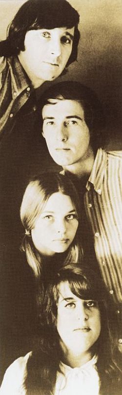 From top: Denny Doherty, John & Michelle Phillips, and Cass Elliot. 