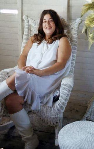 1960s. Mama Cass Elliot on her porch in Laurel Canyon.
