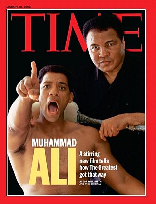 Time cover, January 28, 2002, used in Europe, Middle East and Africa, with Ali and Smith on the cover.