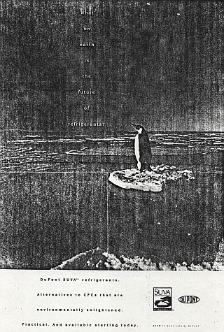 Rough copy of January 22, 1991 full-page Du Pont ad in the Wall Street Journal touting its Suva refrigerants.