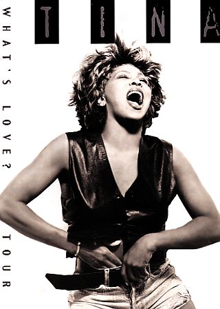 Poster for Tina Turner’s “What’s Love Tour” of 1984 featuring her “Private Dancer” album. Click for album. 