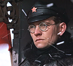 Bolshevik Commander General Strelnikov (a.k.a. Pasha), amid some flying snowflakes.