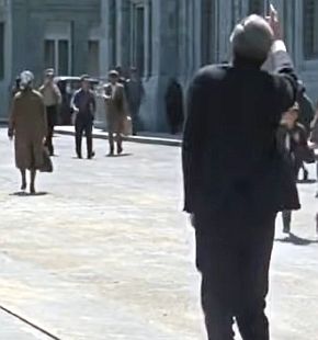 But as he attempts to run and call after her, he grabs at his chest, has a heart attack, and falls dead on the street.