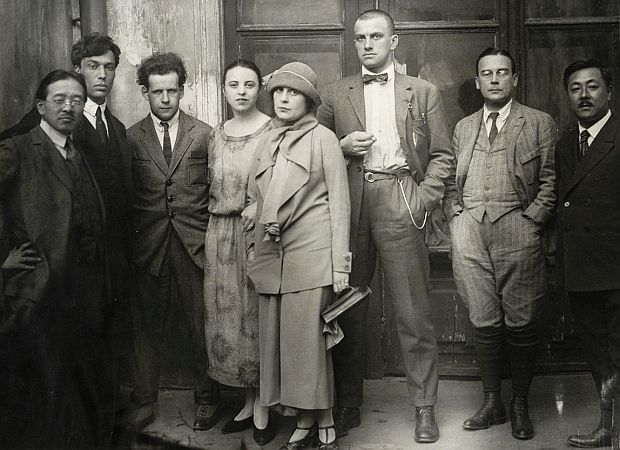 1924.  Boris Pasternak (second from left) with friends including Lilya Brik, Sergei Eisenstein (third from left) and Vladimir Mayakovsky (center). On the far left, Japanese writer Tomizi Tamiji Naito (1885-1965). From the Collection of the Museum of Fine Arts, Houston, 1924