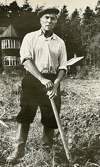Sept 1958. Boris Pasternak, at his home in Peredelkino, Russia, working in his garden, as photographed by American, Jerry Cook for Life magazine, shortly before his Nobel Prize nomination. 