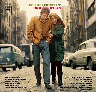 “The Freewheelin' Bob Dylan” features the famous photo of Dylan and Suze Rotolo taken by CBS photographer, Don Hunstein, in February 1963, a few weeks after Rotolo returned from Italy. The album was released on May 27, 1963. Click for copy.