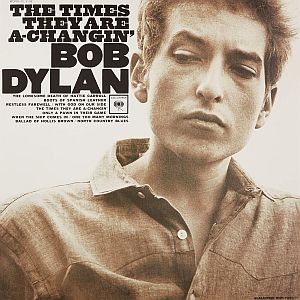 February 1964.  Cover of Bob Dylan’s 3rd studio album, “The Times, They Are A Changin`.” Click for copy.
