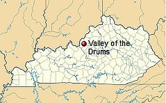 Kentucky map with location of “Valley of the Drums” site.