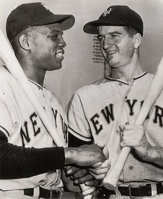 Willie Mays & Don Mueller, both NY Giants, battled down to the wire for National League batting title, each compiling an average of .340 or better, with Mays winning at .345.