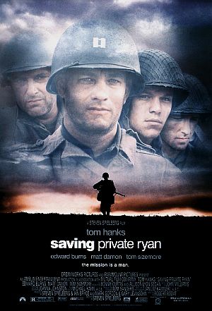 Film poster for Steven Spielberg's 1998 film, “Saving Private Ryan,” starring Tom Hanks. Click for film at Amazon.