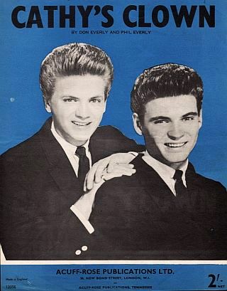 Sheet music cover for “Cathy’s Clown.” Click for digital.