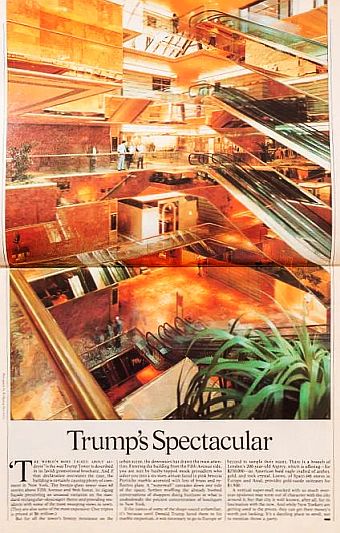 New York’s May 2, 1983 edition, ran a two-page spread (turned sideways) on the Trump Tower’s six-story interior atrium.