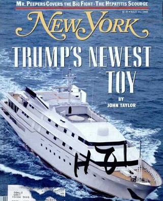 July 1988 New York magazine cover story on Trump’s yacht.