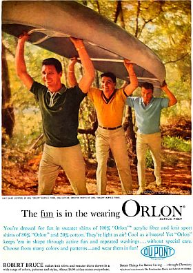 A 1960 Du Pont ad touting men's Orlon-made sports shirts, appearing in 'Sports Illustrated' magazine.