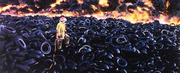 Fires at waste tire dumps – and also at junkyards, used tire collection warehouses, and tire recycling operations – have not been uncommon occurrences in the U.S., hitting a peak in the 1980s-1990s period, but still occurring through the 2020s, despite clean-ups in some states...   